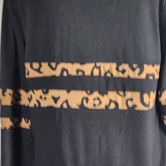 Tickled Teal Brand Black Animal Stripe Print LS Rayon Poly Span Pull Over Top M - Picture 13 of 16